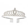 Super flash children's claw diamond crown alloy inlaid water diamond hair comb plug, princess birthday gift, fashionable accessory crown Item Picture